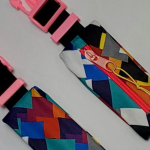 Mini Pochete Xadrez Colorida com Zíper Rosa
