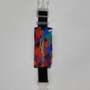 Mini Pochete Xadrez Colorida com Zíper Cinza com Fecho Leitoso